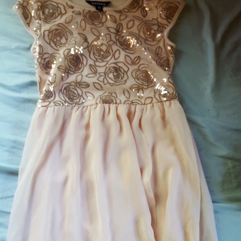 George tan and gold float dress